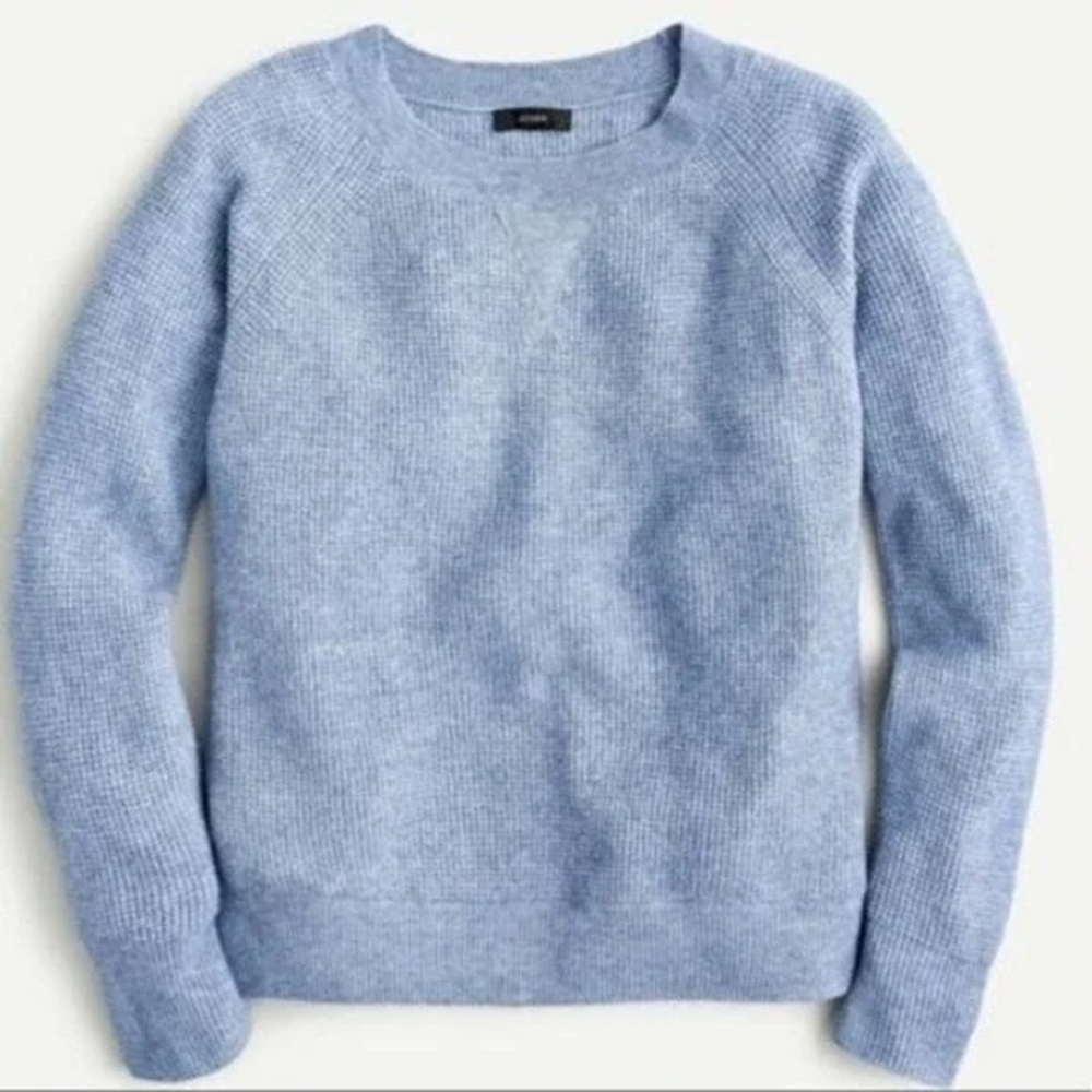 J. Crew Blue Waffle crewneck sweater in Supersoft yarn